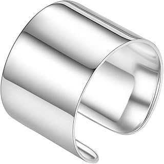 Personalizzabile Anello Aperto Semplice in Argento 925, Larghezza 5 10 15 mm, Anello Regolabile da 12-27, Anello Fede Nuziale Fidanzamento Anniversario, Regalo Perfetto (con Confezione)