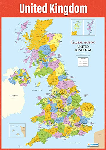 UK Map | Geography Posters | Laminated Gloss Paper measuring 33â€ x 23.5â€ | Geography Classroom Posters | Education Charts by Daydream Education