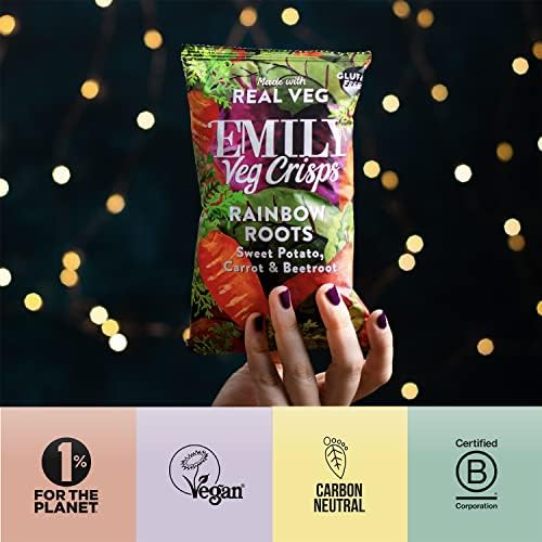 EMILY - Veg Crisps - Rainbow Roots - Gluten Free, Vegan, Free from Palm Oil - Root Vegetable Crisps - Crisps Multipack - 12x 30g