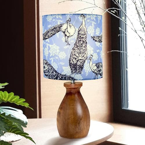 Image of Homesake Dovel Pot Modern Table Lamp, Wooden Base Modern Fabric Lampshade for Home Office Cafe Restaurant, Dovel Pot, Rabbit (PFL)