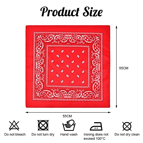 Aomig Bandana Damen Herren,Nickitücher Kopftuch Halstuch Männer, Unisex Tuch Bindetuch, Headwear Haar Schal Paisley Muster, Rot (55 x 55 cm)