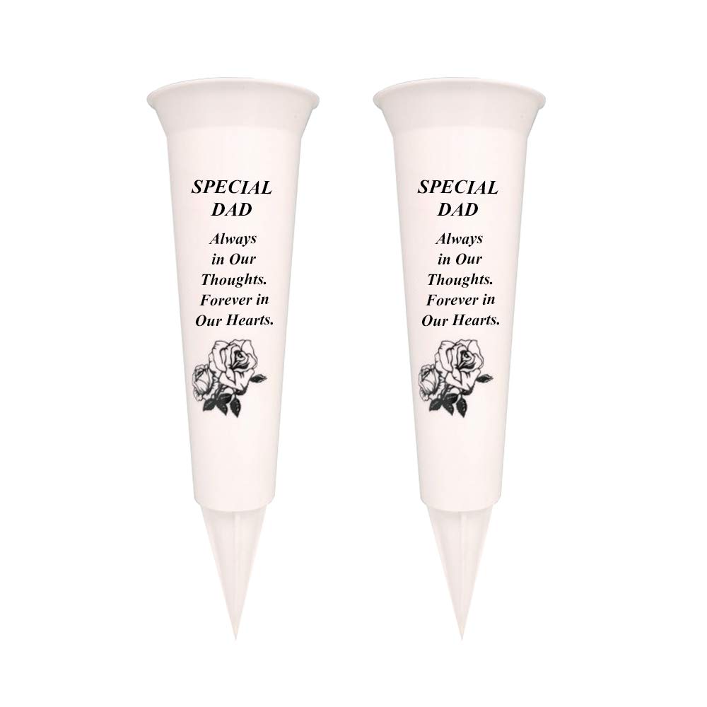 Onlinestreet Special Dad Graveside Memorial Vases/Flower Holders Ornament (2 Spikes/Package), Engraved With A Funeral Verse | A Personalized Plastic Spike Grave Decoration Ornament For Your Loved Ones (Special Dad)