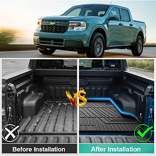 Mixsuper Truck Bed Mat Compatible With 2022-2023 Ford Maverick All Weather Pickup Truck Rugged Bed Liner Tpe Durable Odorless Black #TOP2