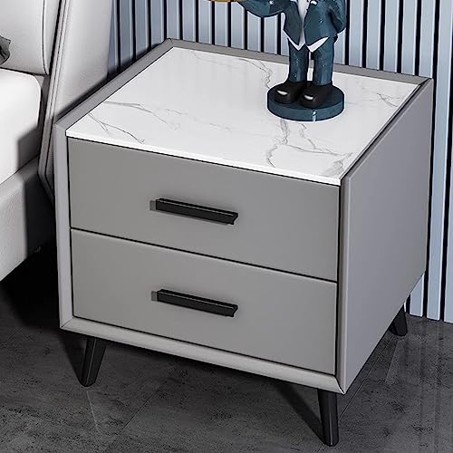 Table de chevet en bois massif et plateau de roche chic de 45 cm