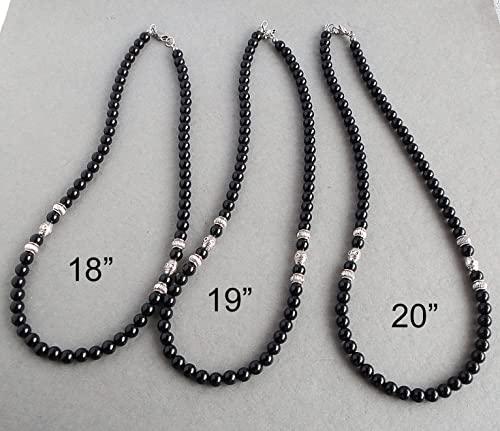 Mens Black Onyx Necklace Made With 6Mm Aa Grade Gemstone Beads - Handcrafted In Usa (18 Inches) #TOP5