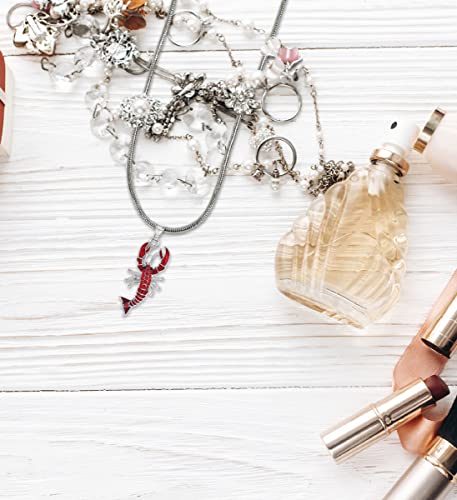 Aqua79 Silver Lobster Sparkling Crystal Pendant Necklace - Cute Necklace With Lobster Sparkly Jewelry, Elegant Ocean Life Animal Silver Charm Necklace Gift For Any Occasions - 18 Inches #TOP6