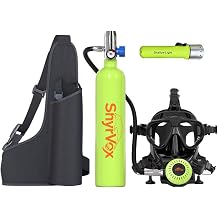 Portable Scuba Tank Mask Set 1L Mini Lung Tank with Full Face Snorkel Mask,15-20 Minute Dive Time,3000 PSI Diving Tank for Snorkeling