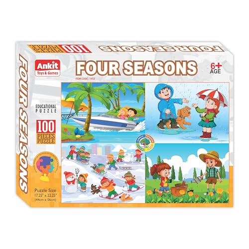 Image of Ankit Toys & Games 100-Piece Jigsaw Puzzles for Kids Ages 6+, Educational and Engaging Geography Puzzle with Vibrant Map Learning (Four Seasons)