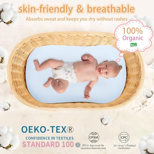 Image of Pucmaoci Organic Waterproof Baby Lounger Covers | 100% Organic Cotton| Removable Cover with Waterproof Liner | Machine Washable and Dry (Cover only) (Blue)