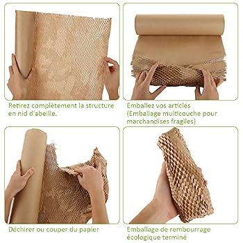 Papier Nid D'Abeille QWORK 30cm X 50m - Alternative Écologique Au Film Bulle - Emballage Protecteur