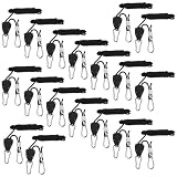 MIVIDE 18 Pack Rope Clip Hanger 1/8 Inch 6.56 FT Adjustable Lifting Pulley Lanyard Hanger with M5 Iron Galvanized Carabiner, Reinforced Metal Internal Gears Ratchets 150lbs Capacity, Black