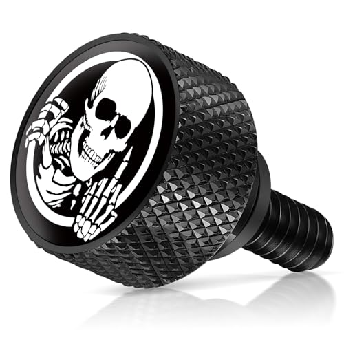 AMAZICHA Stainless Seat Bolt Fender Rear Seat Screw Skull Pattern Black 1/4-20 Thread Compatible with 1997-2026 Harley Davidson Touring XG XL Dyna Softail Sportster CVO Fatbob