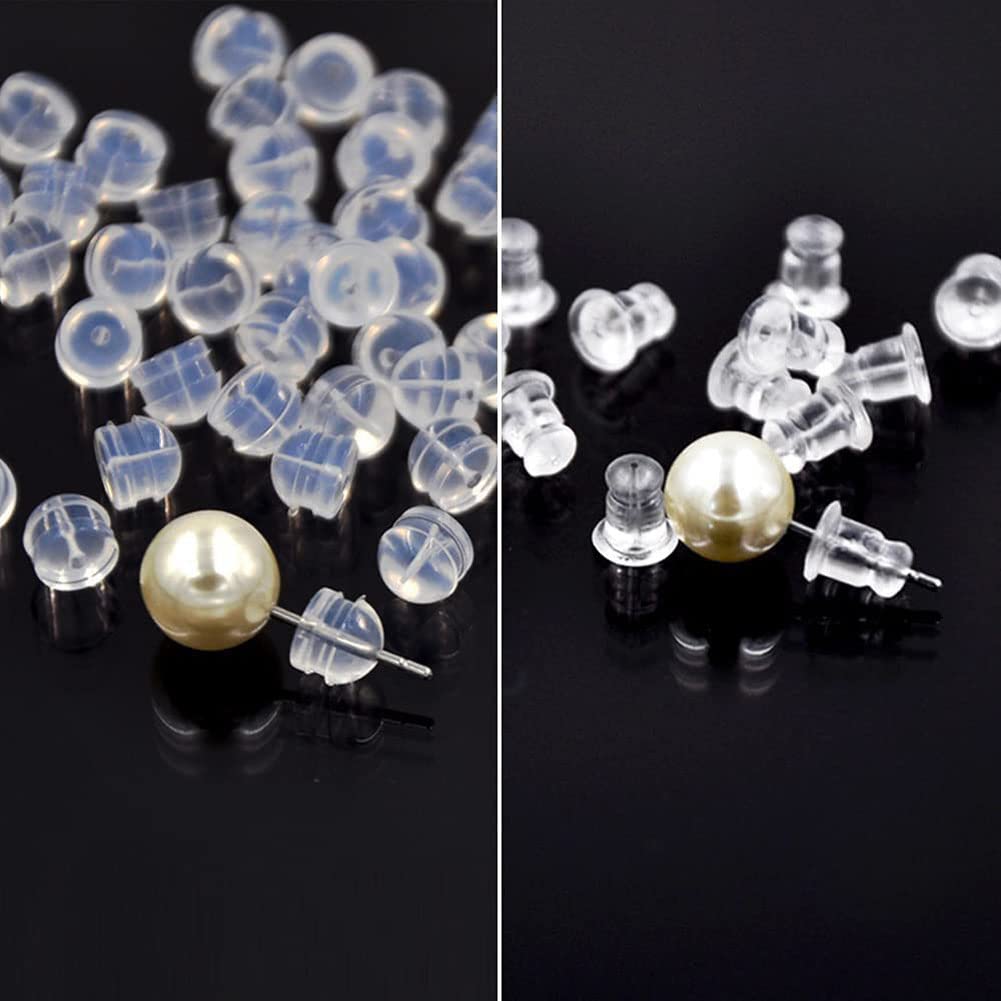 2 Stijlen Siliconen Oorbel Ruggen, 100 Stks Clear Oorbel Backing