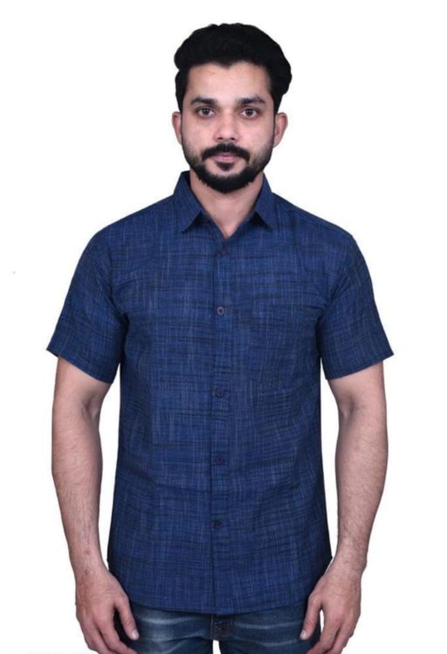 GenericMen's Pure Khadi Cotton Half Sleeves Solid Casual Shirts