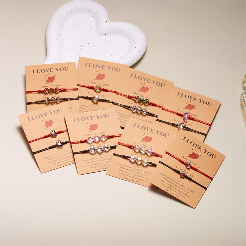 xuzhiyuan Pinky Promise Bracelet Handmade Moon Heart Satr Beads Braided Bracelet BFF Couple Adjustable Bracelet for Women Men - Image 2