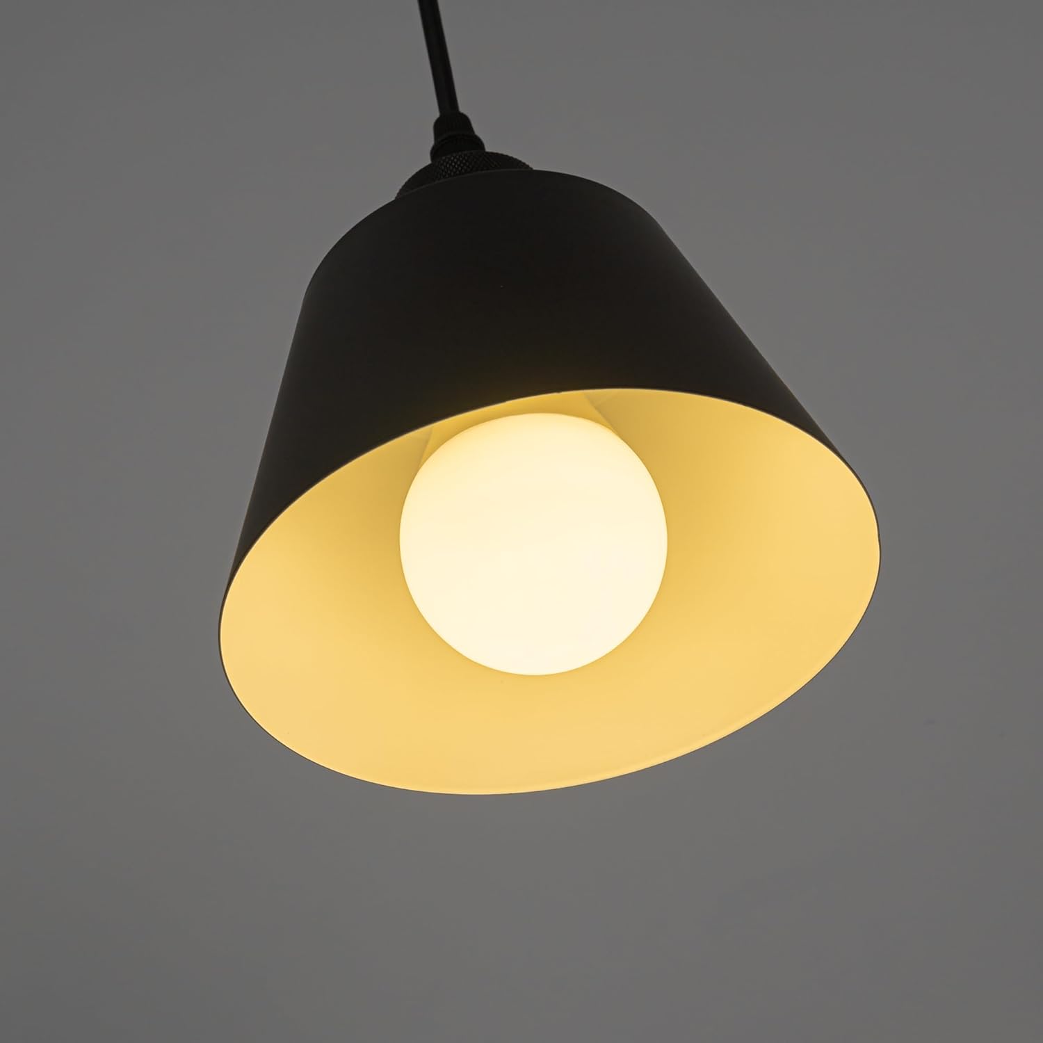 H-Type Track Lighting Pendant Restaurant Retro Black Light 2.4GHz 3-Zone Remote Control Stepless Dimming Cone Shape, Halo MINI Track Mounted Customizable for Kitchen, 1 Light