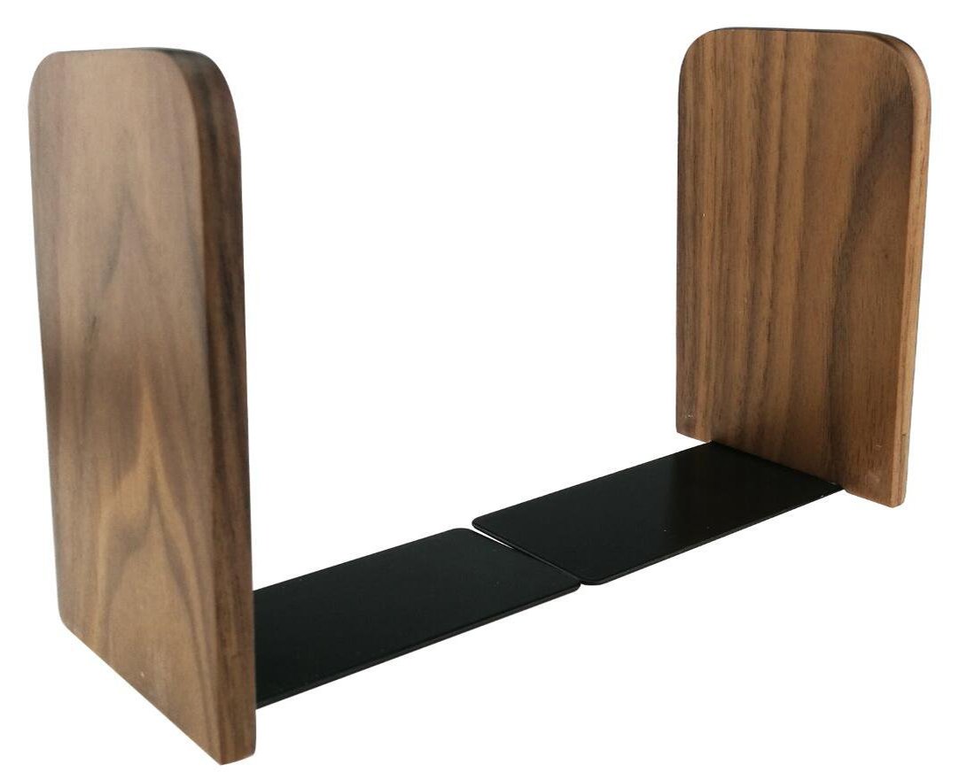Sujetalibros estilo japonés, negro, madera de nogal, para casa, oficina, biblioteca, escuela, estudio, decoración, regalo, cuadrado, Large