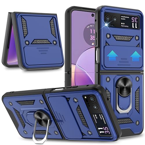 Coque Moto Razr 2023 protection militaire avec cache caméra bleu