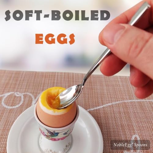 Image of NobleEgg Egg Spoons for Soft Boiled Eggs, Coffee, Desserts | 18 /8 Stainless Steel | 5.5 inches | Set of 6