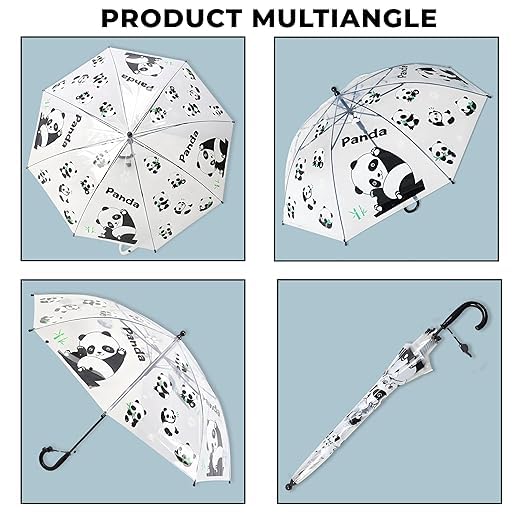 Image of Kraptick Transparent Printed Umbrella for Kids, Stylish & Cute Child Safe Umbrella for Rain, Automatic Water-Proof Umbrellas for Children's /Boys /Girls /Kids (MFP /1112-V)