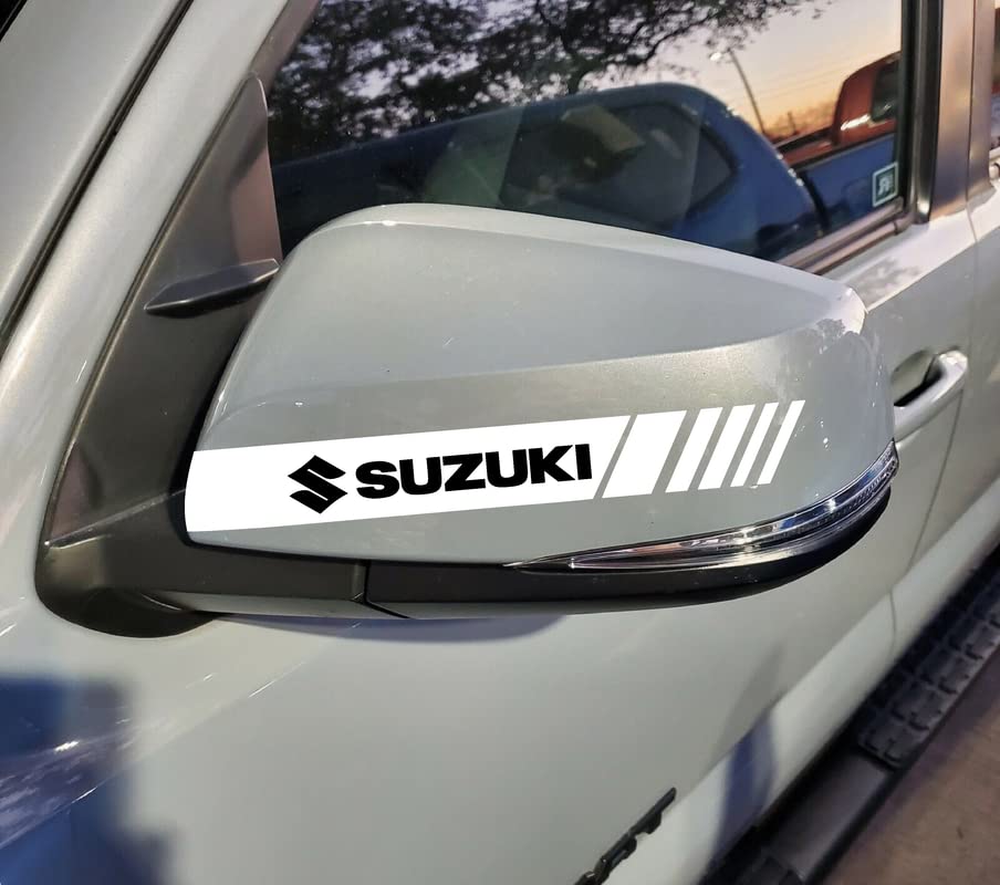 Image of Dual Color Suzuki Side Mirror Exterior Sticker for Maruti Suzuki Fronx, Grand Vitara, Swift, Baleno, Ciaz, Swift Dzire, Baleno (White & Black)