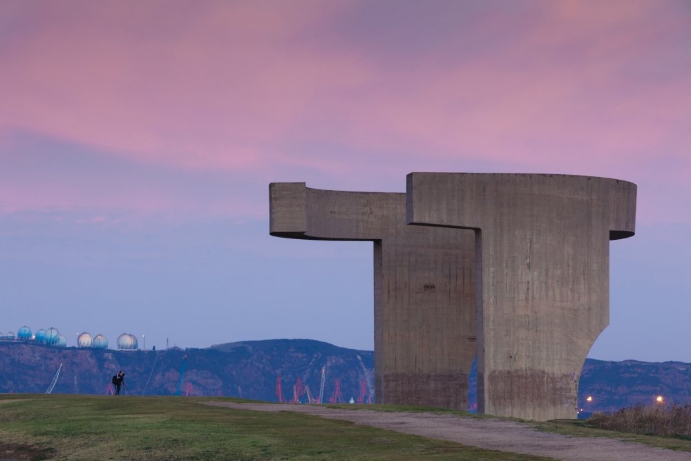 Sculpture on a hill Elogio Del Horizonte Cimadevilla Gijon Asturias Province Spain Poster Print by Panoramic Images (24 x 18)