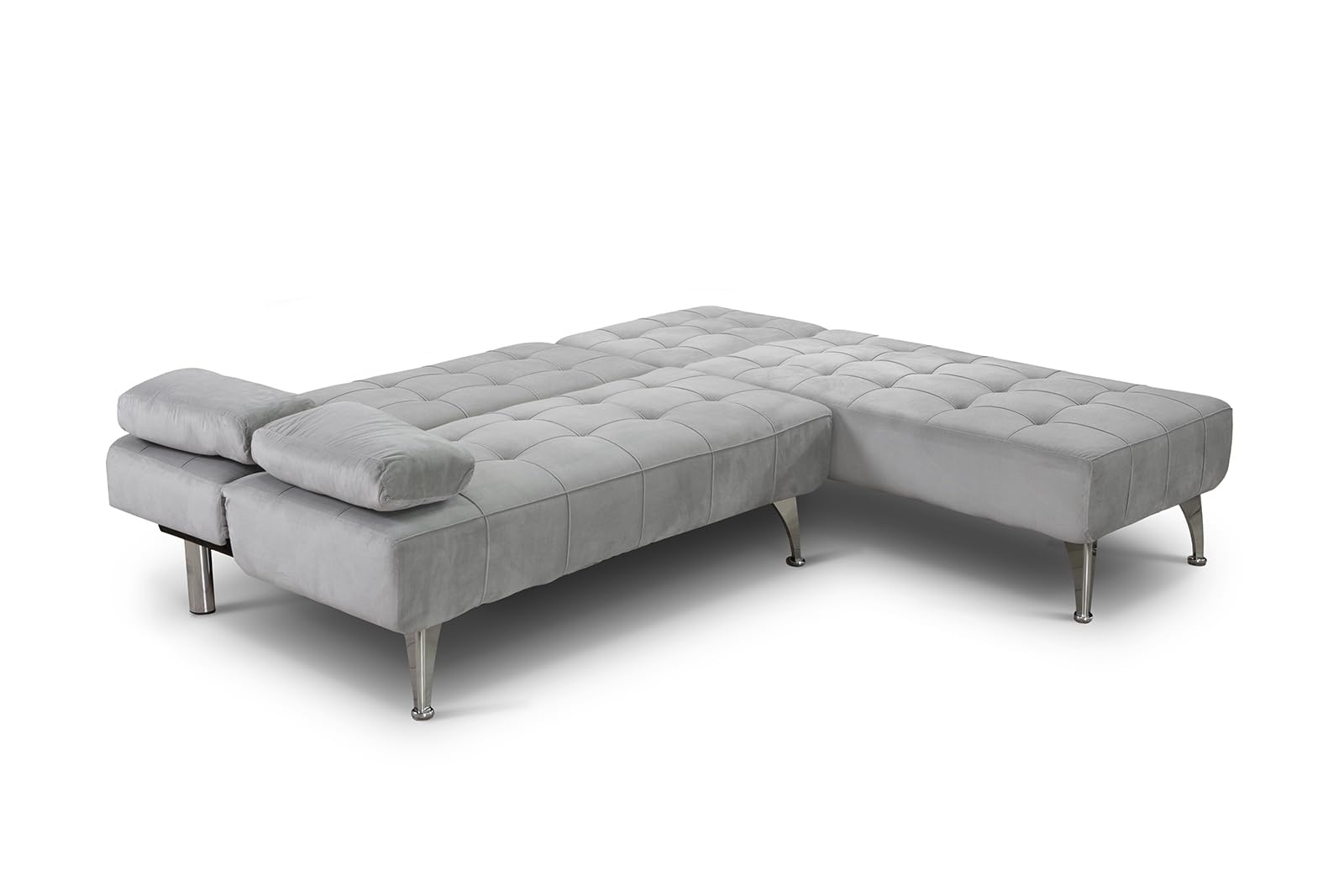 Sofá Cama AROA-XS - Multifuncional, Chaise Longue Reversible XS, 198x146cm - Compacto y Cómodo con Diseño Multifuncional (Gris Terciopelo)