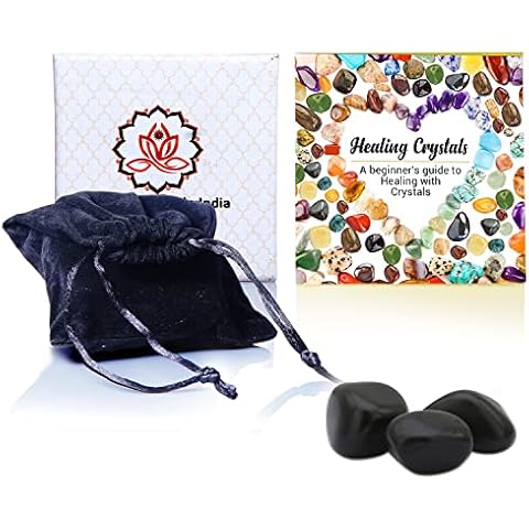 Healing Crystals India Real Crystals and Healing Stones - Healing Crystals for Beginners- Healing Stones Tumbled Crystals for Witchcraft (3, Black Tourmaline) Cover