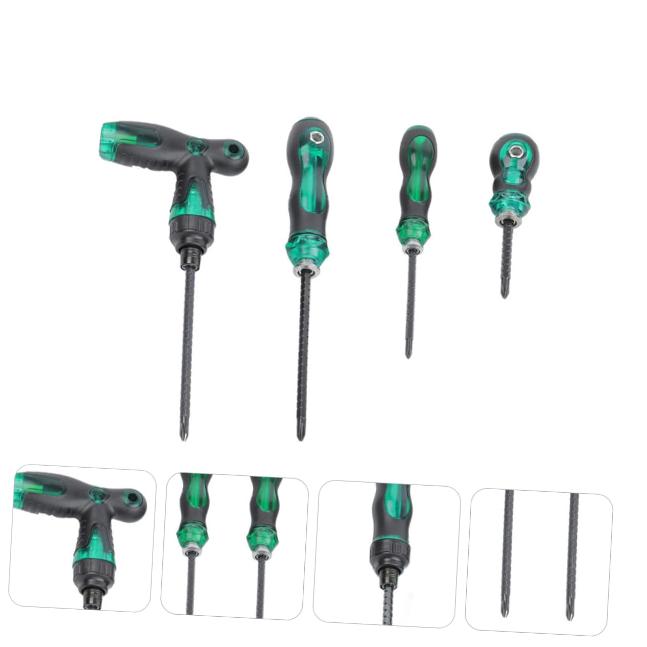 2 Set Cacciavite Esagonale Cricchetto Telescopico Testa Piatta Chiave Cacciavite 2 in 1 Forniture Di Cacciaviti A Taglio 45# Acciaio Nero 4 Pezzi*2