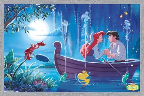 Trends International Disney The Little Mermaid - Ariel - Kiss The Girl Wall Poster, 22.4L x 14.7W, Gray Framed Version