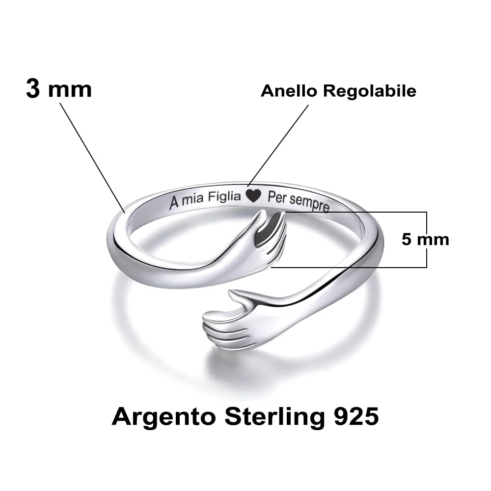 Anello da Donna Argento Sterling 925 Anello Ispirazionale e di Incoraggiamento per Mamma Figlia Sorelle Donne Ragazze Dimensione Pollice Regolabile Anelli di Apertura