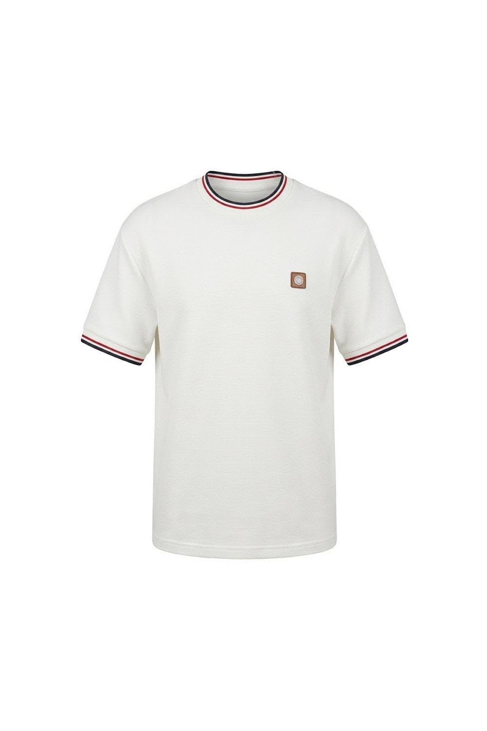 Trojan Men's Ecru Ottoman Rib Short Sleeved T-Shirt Regular Fit - Tr/9089