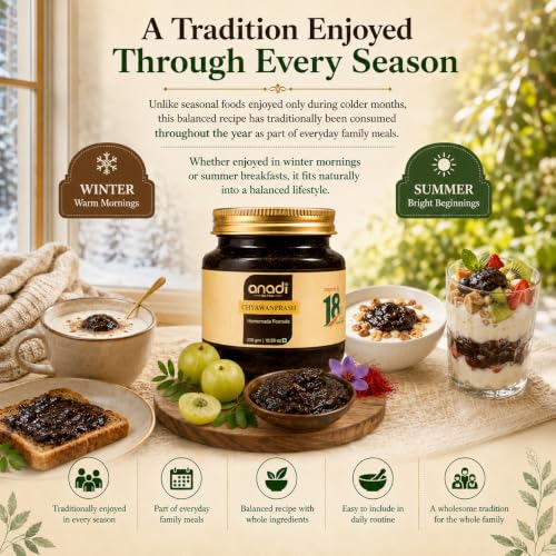 Image of Anadi Sutra Chyawanprash 300g | 42 Whole Botanicals with A2 Bilona Ghee, Amla, Kashmiri Saffron & Silver Leaves | Refined Sugar Free | Traditional Daily Superfood Spread | Daily Immunity, Digestion & Wellness Support