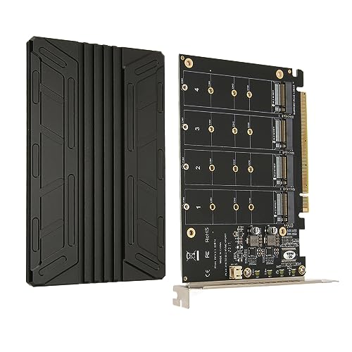 Adaptateur Quad M.2 NVMe PCIe X16 Topiky pour 4 SSD avec indicateur LED