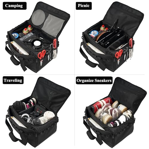 COOZMENT 35L Camping Bag,Tactical Duffle Bag with Waterproof Bottom,Shoe Bag for Travel/Outdoor with 3 Adjustable Dividers,Picnic Camping Organizer,Multi-functional Duffel Bag for Camping/Sports/GYM - Image 6