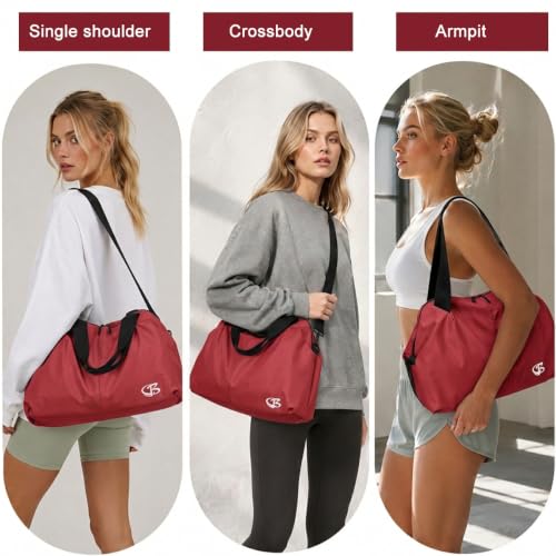 Image of PALAY Gym Bag for Women Small Red Oxford Cloth Travel Bag with Wet Compartment Lightweight Waterproof Sports Duffle Bags for Women