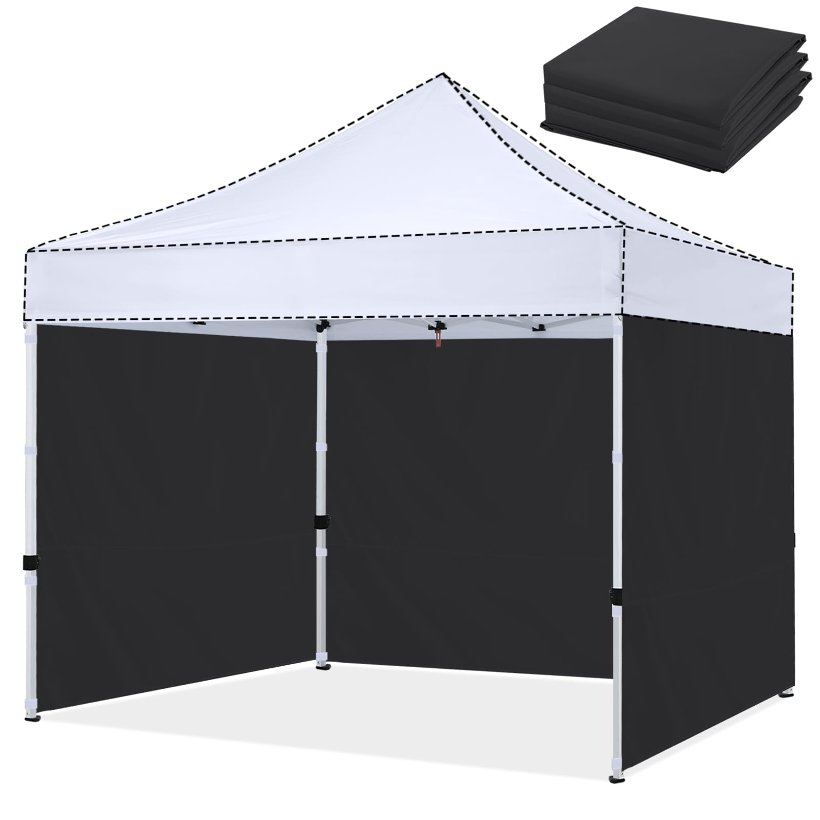 HLong Canopy Tent Sidewall for 10x10 Pop Up Canopy, 3 Piece,Black