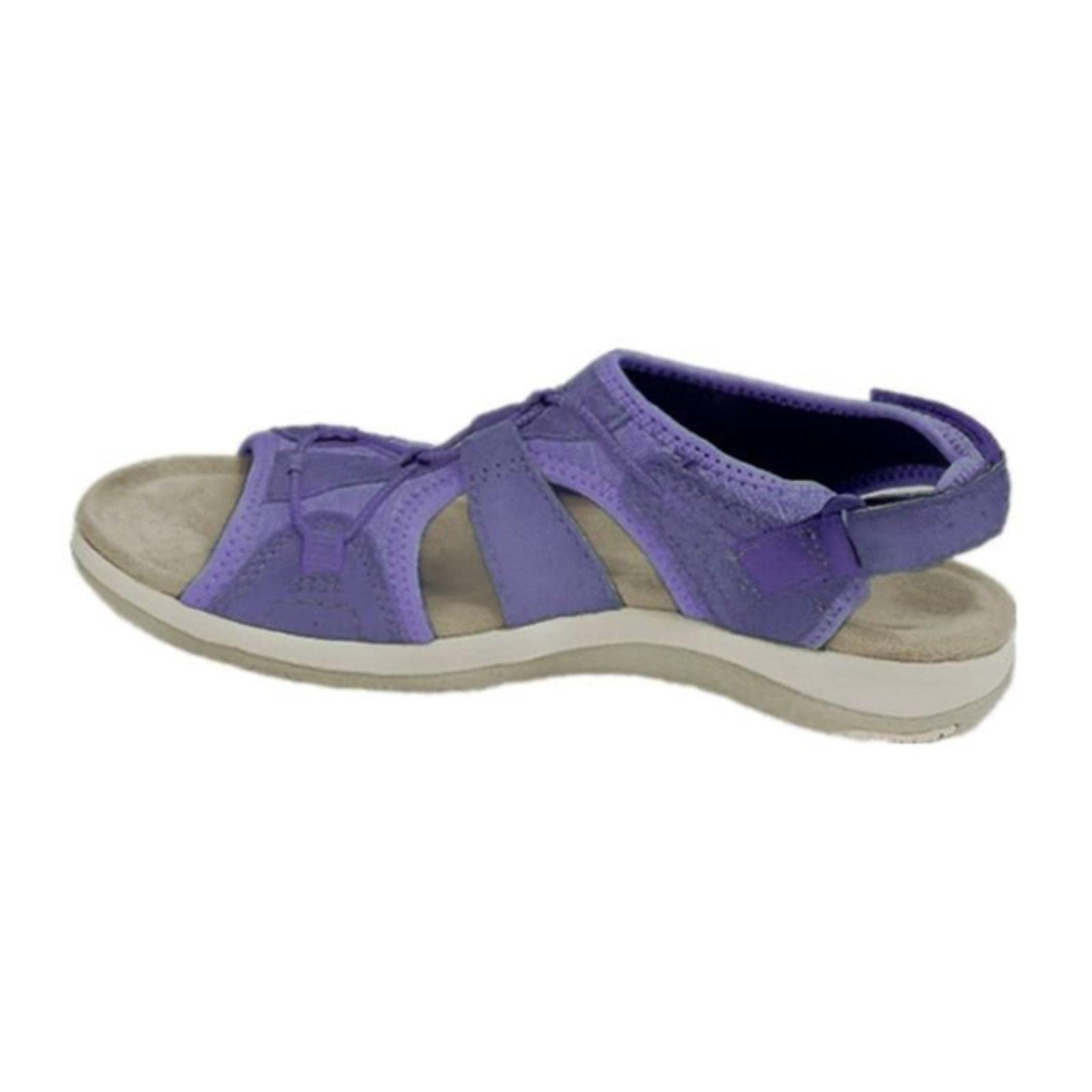 Ecoodisk Women Sport Sandals Solid Color Hollow Out Summer Casual Lady Sandalias Drawstring Adjustable Comfy Outdoor Beach Shoes-purple,42
