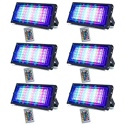 Image of MLD BL2059 50W Multi Color Changing Crystal Led RGB Flood Light with Remote Waterproof Brick Floodlights for Decoration Lights |Red, Green, Blue| 50 Watt | Pack of 6
