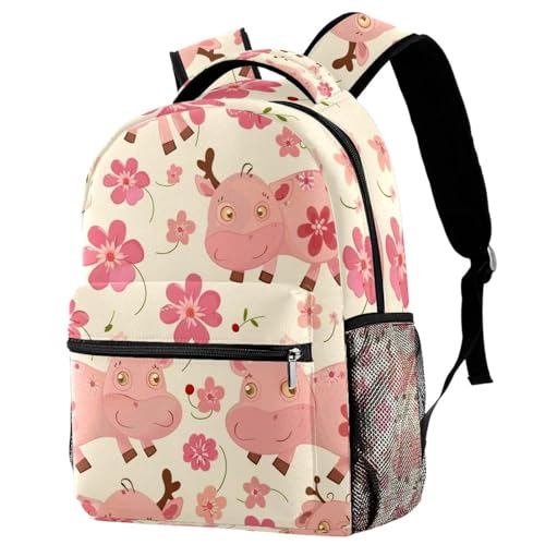 Sac à dos campus motif vache rose pour filles et garçons