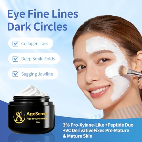 AgeSerene Anti-Aging Night Cream for Face, with Peptides & Pro-Xylane, Wrinkle Cream for Women & Men, Collagen Face Moisturizer, Skin Firming Cream for Aging Skin, Hypoallergenic, 1.7 fl oz