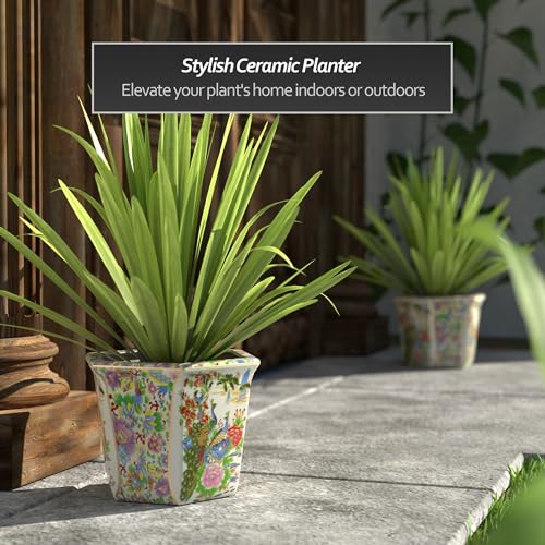 10" Satsuma Birds & Flowers Porcelain Flower Pot