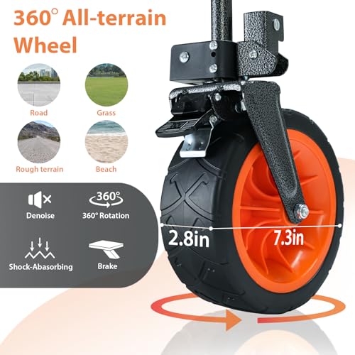 NGTeco Bollerwagen Faltbar Handwagen, 275lbs Weight Capacity Collapsible Folding Wagon Cart with Brake, Beach Wheels, Heavy Duty Foldable Outdoor Utility Garden Cart – Bild 3