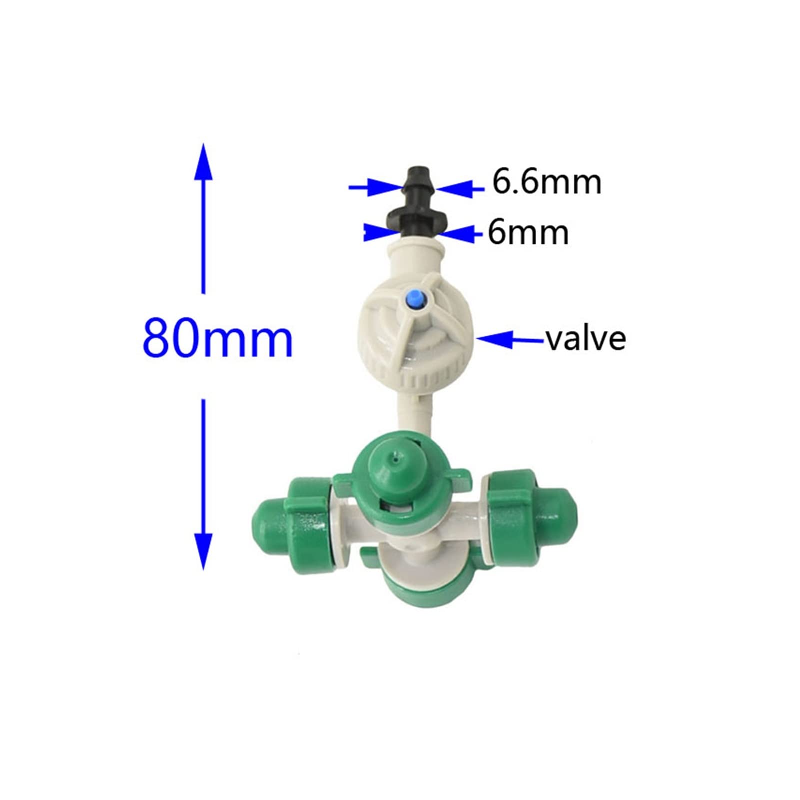 Serra Micro irrigazione a Goccia Ugello di atomizzazione sospeso, ugello atomizzante antidocchiato Croce con connettore spinato, ugello di atomizzazione for irrigazione Serra 50 Set (Color : Green)