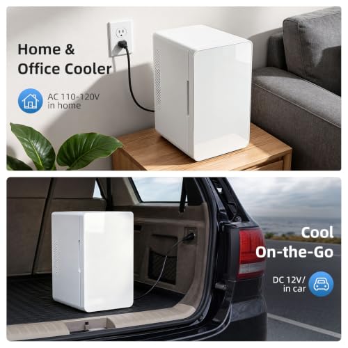 Image of Antarctic Star Mini Fridge 6L /8 Can Portable Cooler,Personal Compact Refrigerator for Skin Care, Food,Drinks or Cosmetics, AC /DC for Bedroom, Car, Office,White
