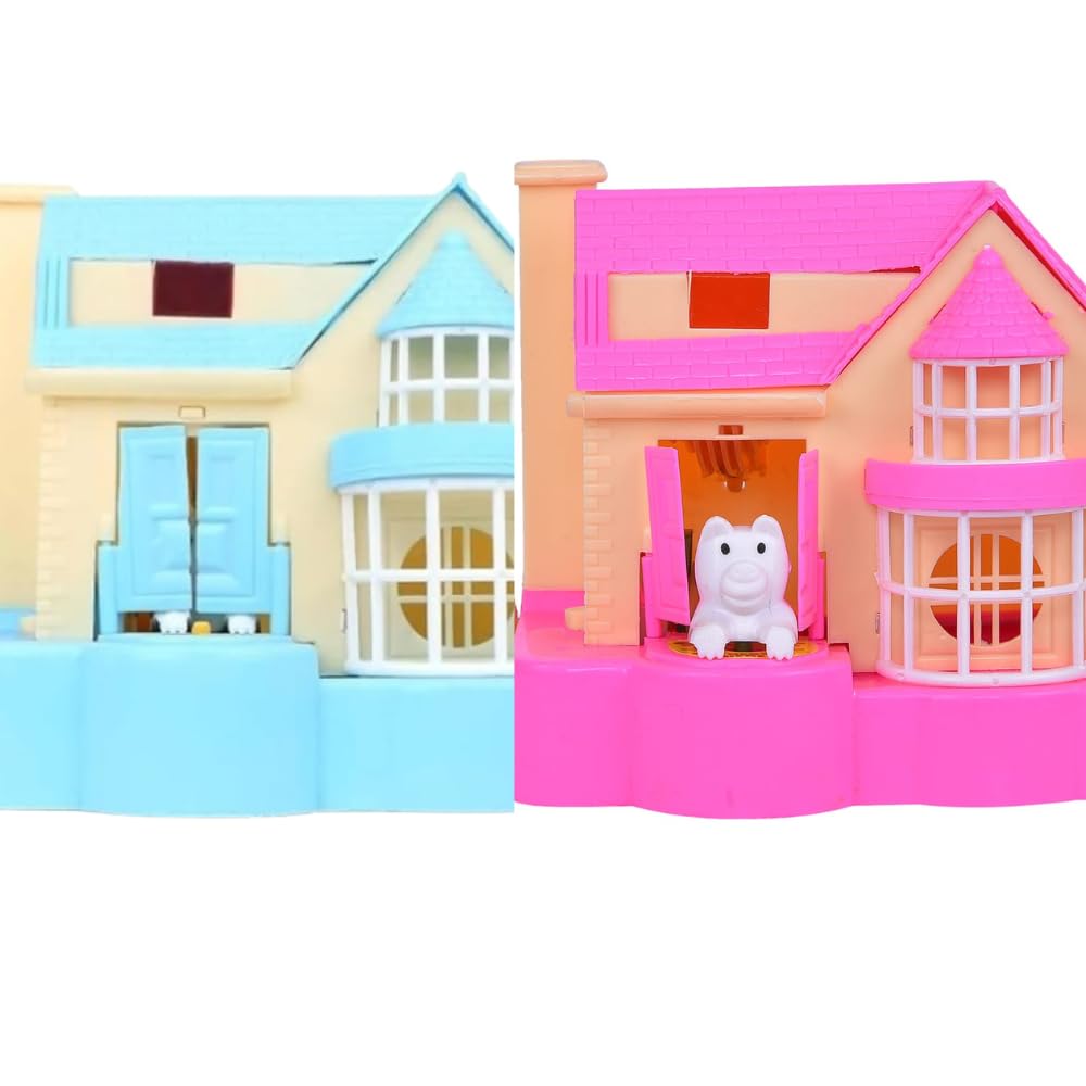 Puppy House Coins Bank for Kids Coins Collecting Dog Puppy Saving Bank for Kids for 3+Years (Pink+Blue)