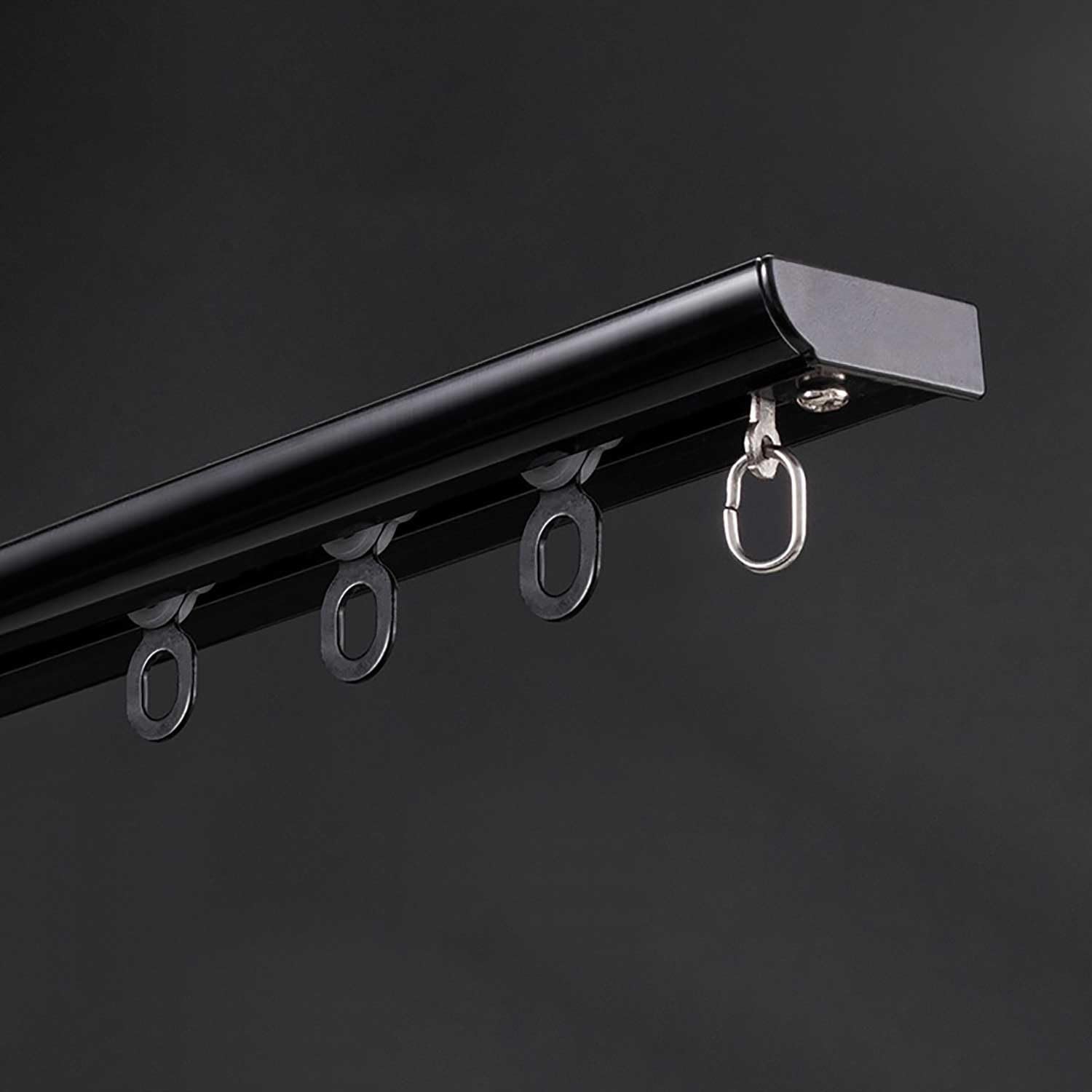 Set di aste per tende da soffitto a 1 binario, in alluminio, ultra sottile, per tende e divisori, facile da installare, colore nero, 1,1 m