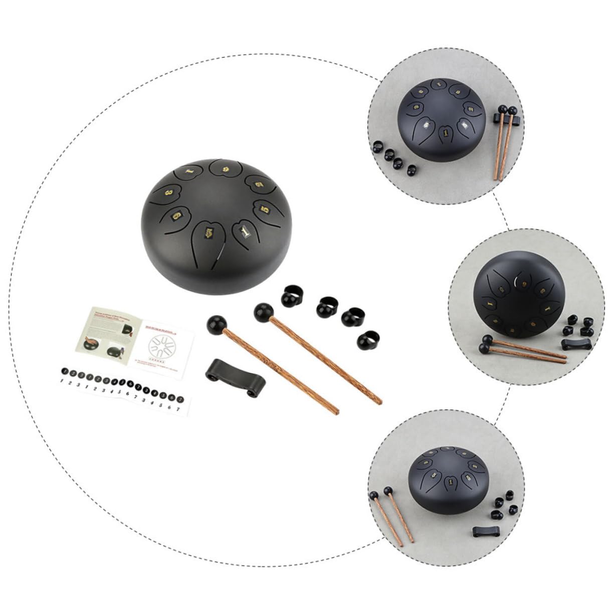 Abaodam Instrumento Etéreo Negro Grande de Metal y Madera, Percusión de Lengüeta para Educación y Yoga, Uso Prolongado