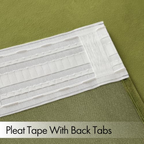 Image of MIULEE Moss Green Velvet Pinch Pleat Blackout Curtains W52 X L96 Inches