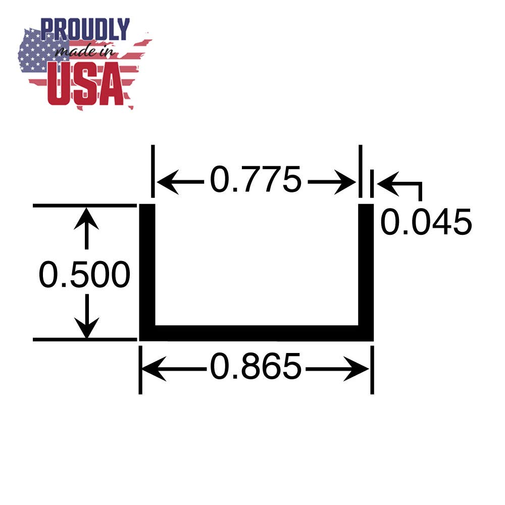 Outwater Mill Finish 3/4'' Inside Dimension Aluminum U-Channel 46'' Length (Pack of 3) Alu447-M C-Channel